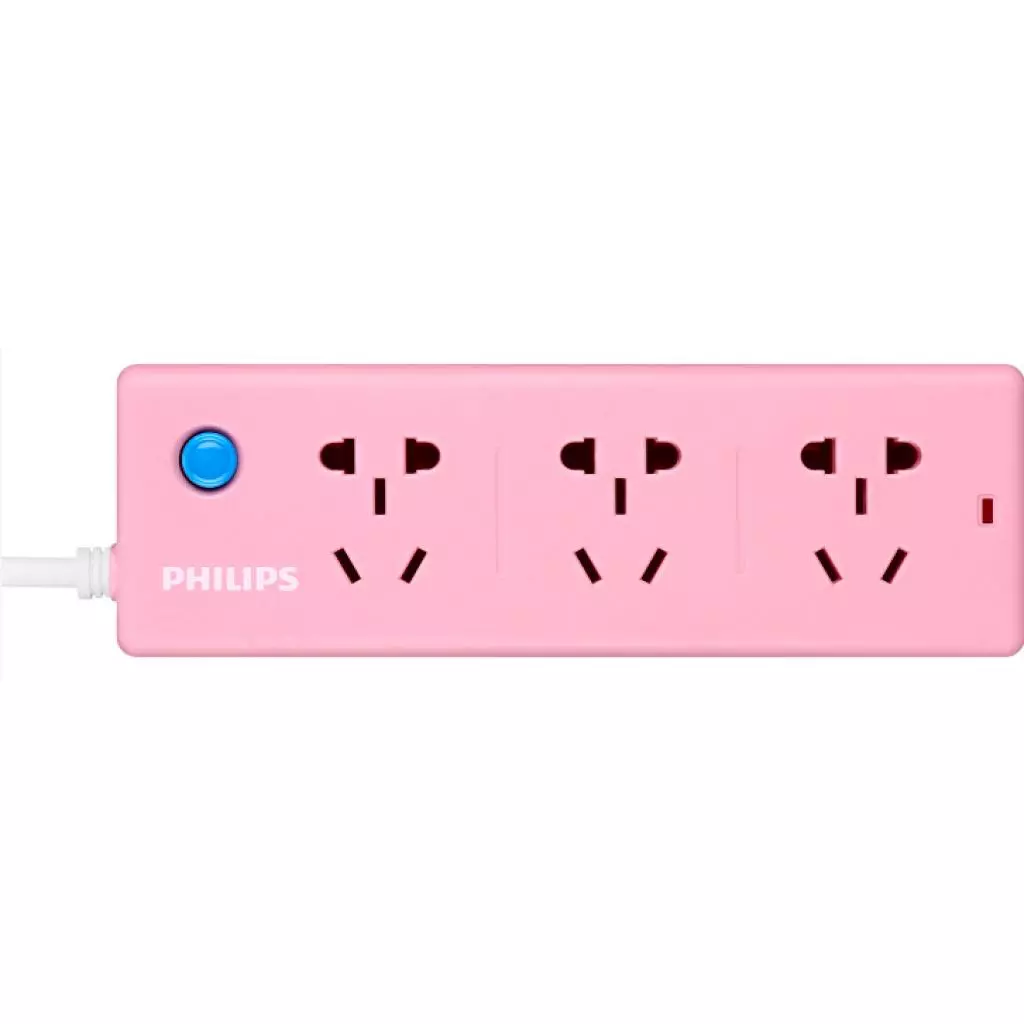 Сетевой удлинитель Philips 3 розетки, Pink (Philips Pink)