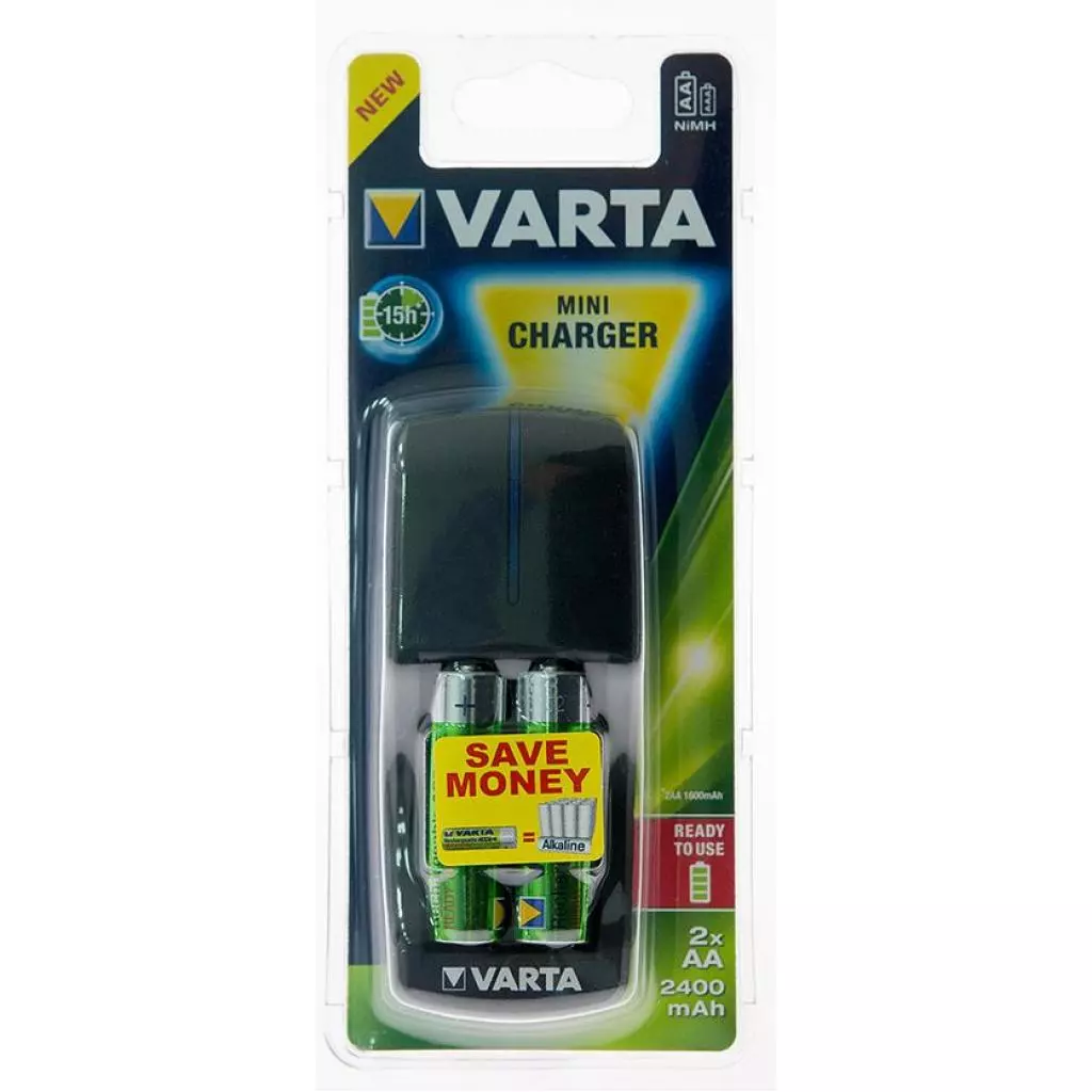Зарядное устройство для аккумуляторов Varta Mini Charger + 2AA 2400 mAh NI-MH (57646101461) - 1