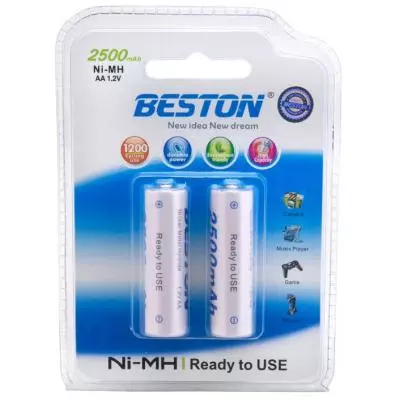 Аккумулятор Beston AA 2500mAh Ni-MH, RTU * 2 (AAB1837) - 1