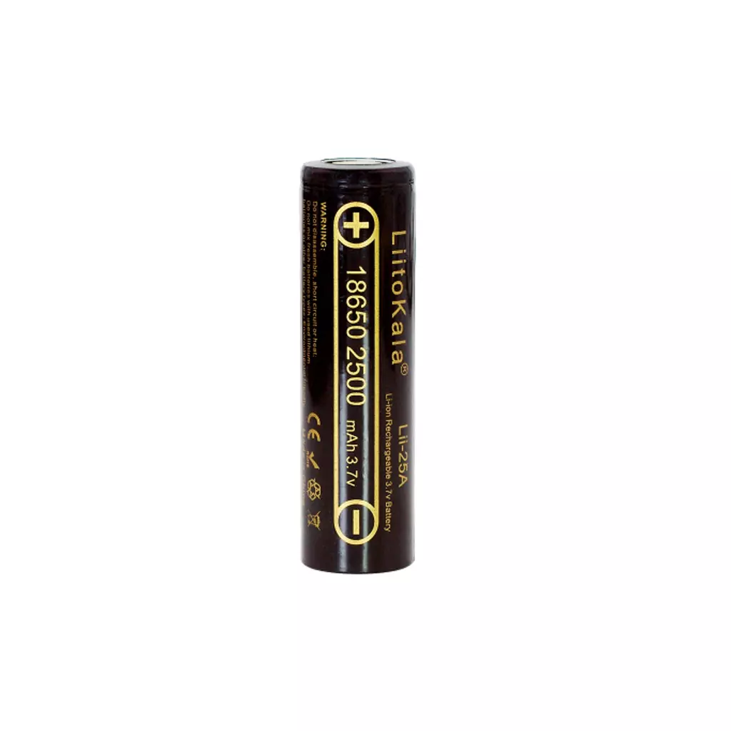 Аккумулятор 18650 2500mah Li-Ion, (2450-2650mah), 3.7V (2.75-4.2V), Blac Liitokala (Lii-25A)