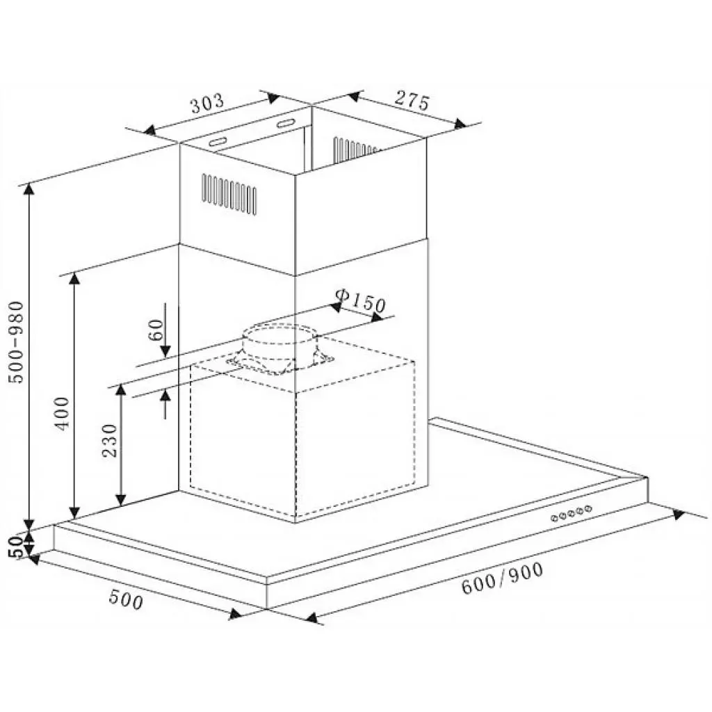 Вытяжка кухонная Universo PERFECTION-W-600-800 - 1 Вытяжка кухонная Universo PERFECTION-W-600-800 - 1