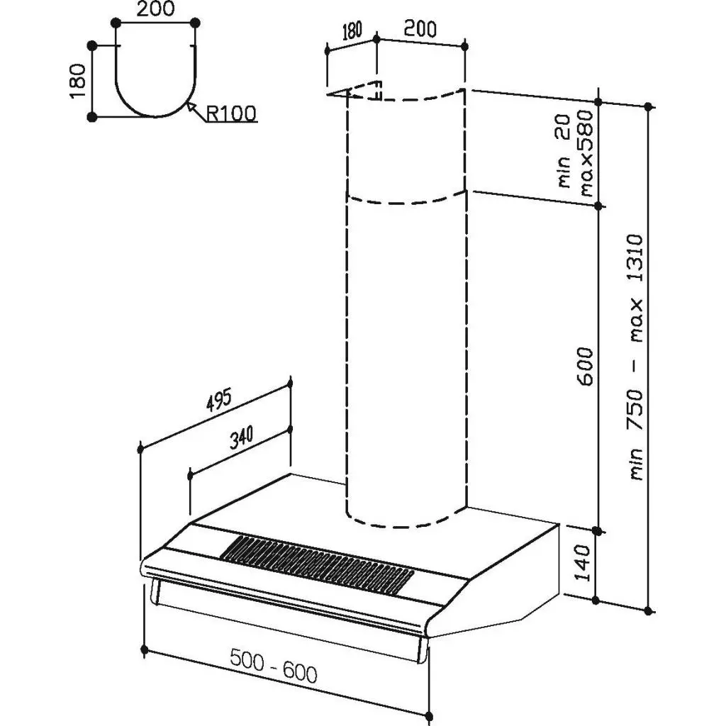 Вытяжка кухонная Best SP 2195 SL 1M BL 60 (07D16016) - 1 Вытяжка кухонная Best SP 2195 SL 1M BL 60 (07D16016) - 1