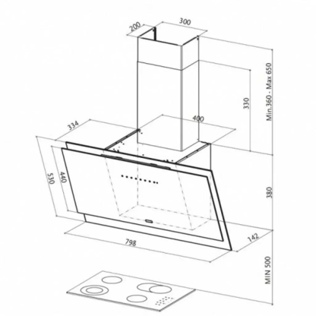 Вытяжка кухонная Faber BLACK TIE BRS BK A80 - 2