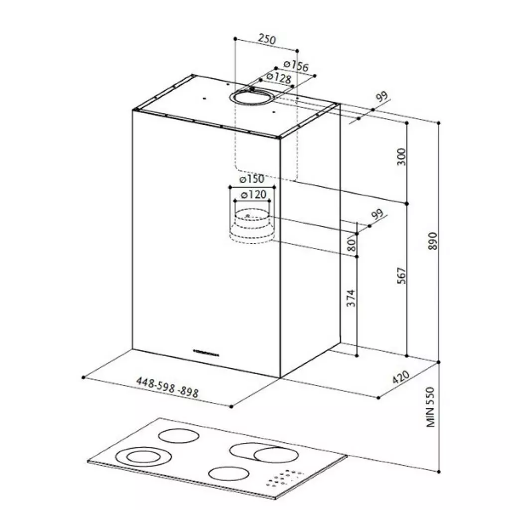 Вытяжка кухонная Faber CUBIA EG8 X A45 ACTIVE - 1