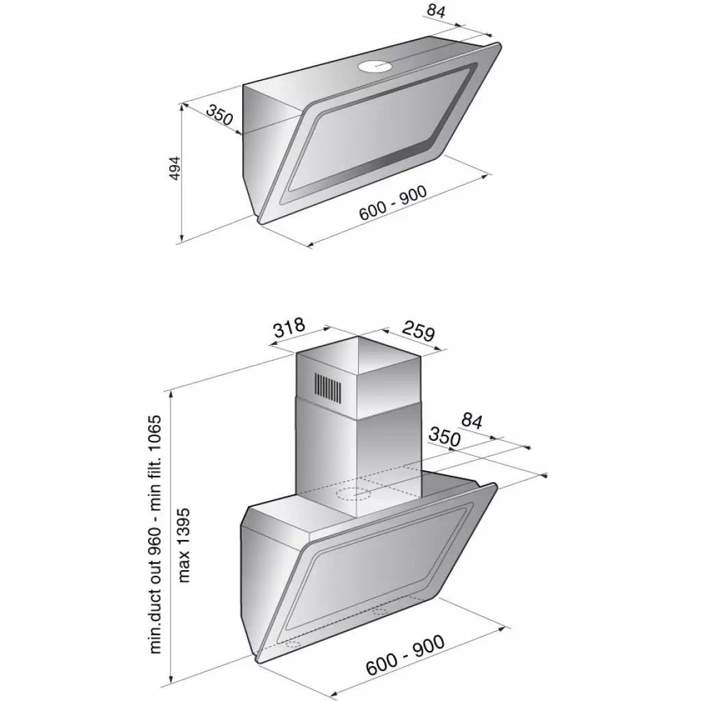 Вытяжка кухонная Zirtal ONYX 60 WH - 1