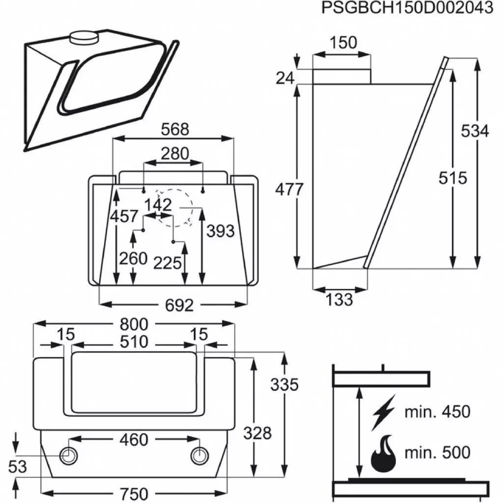 Вытяжка кухонная Electrolux EFV 80465 OW (EFV80465OW) - 1