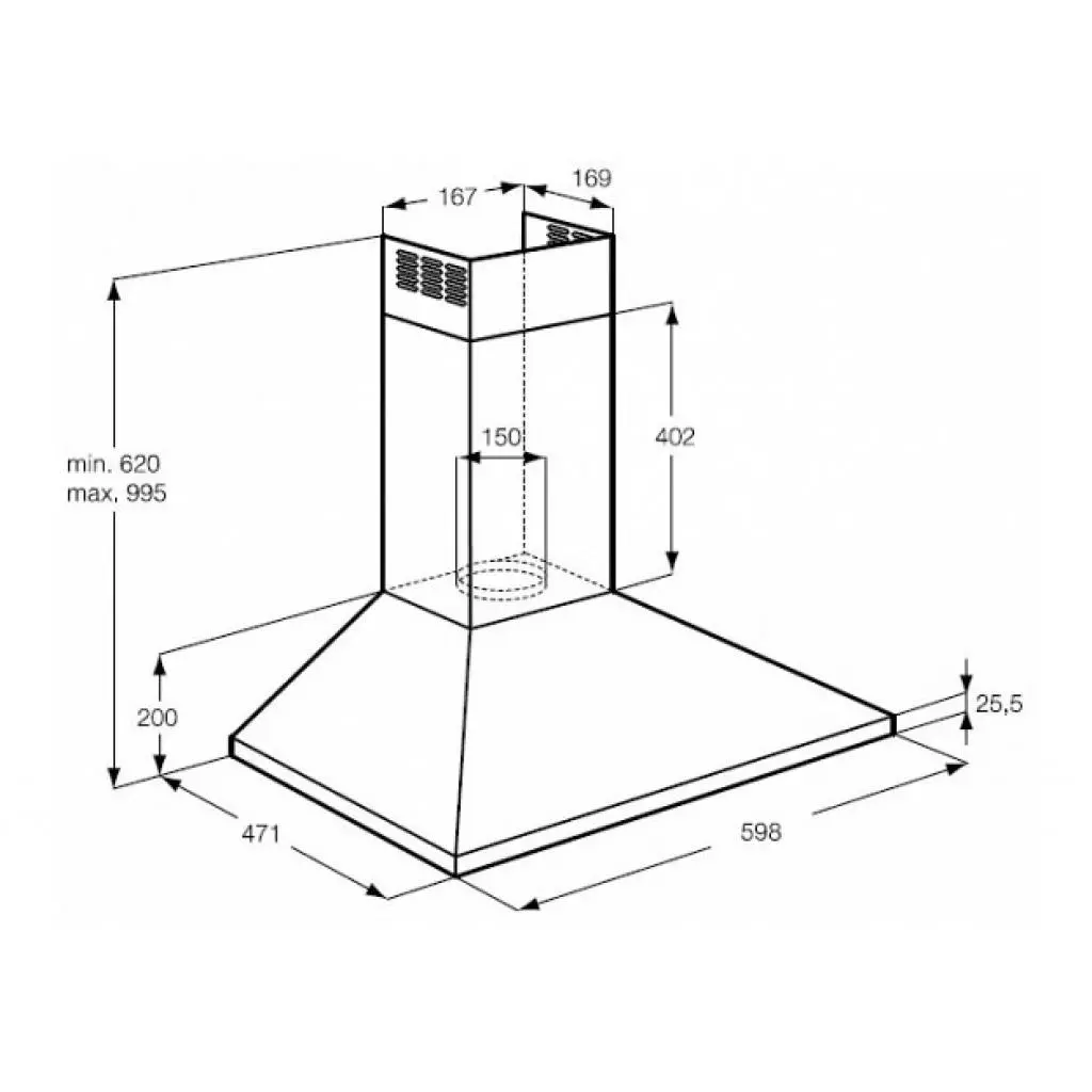 Вытяжка кухонная Zanussi ZHC 6131 X (ZHC6131X) - 1