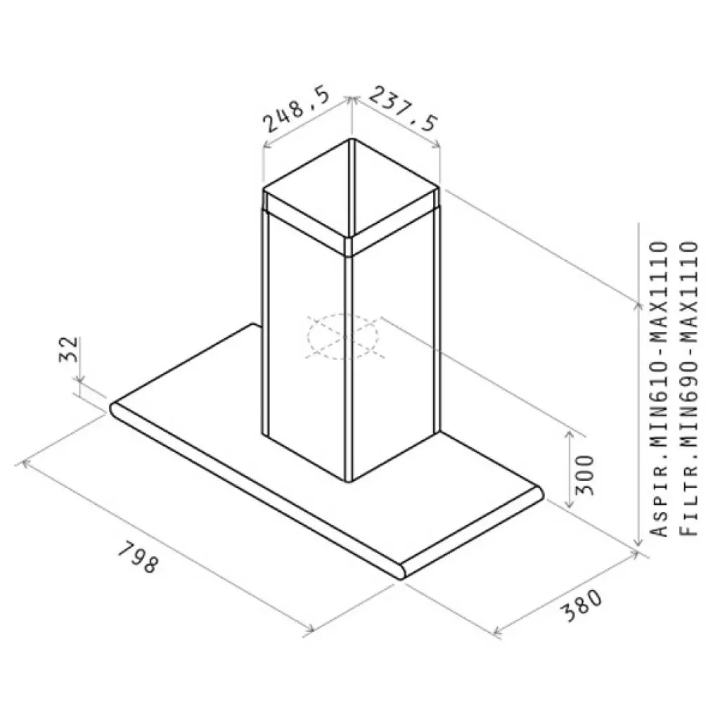 Вытяжка кухонная Elica GALAXY WH/IX A/80 - 1