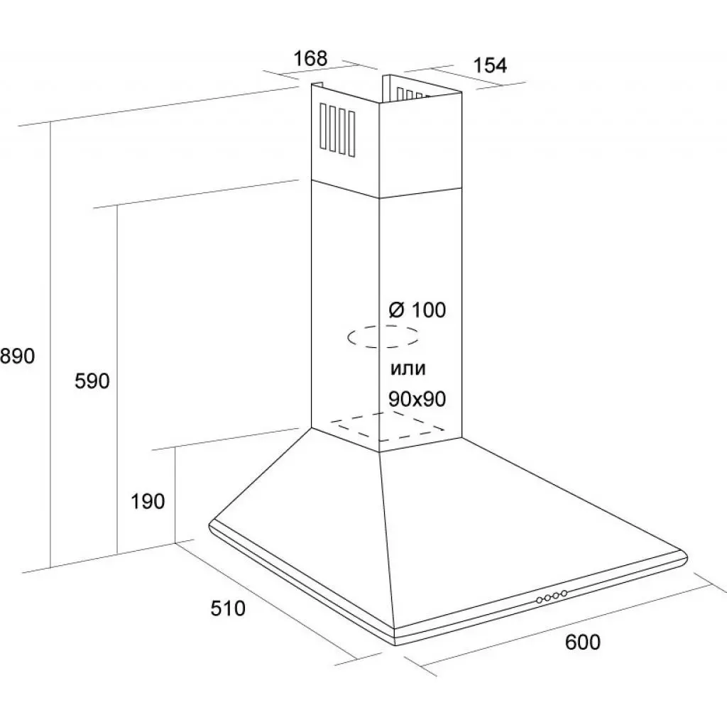 Вытяжка кухонная Borgio DELTA 60 black - 1
