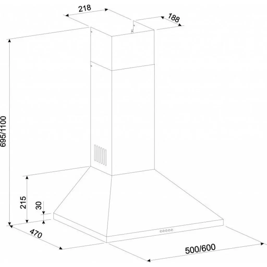 Вытяжка кухонная Eleyus Kvinta 1000 LED SMD 60 WH - 3