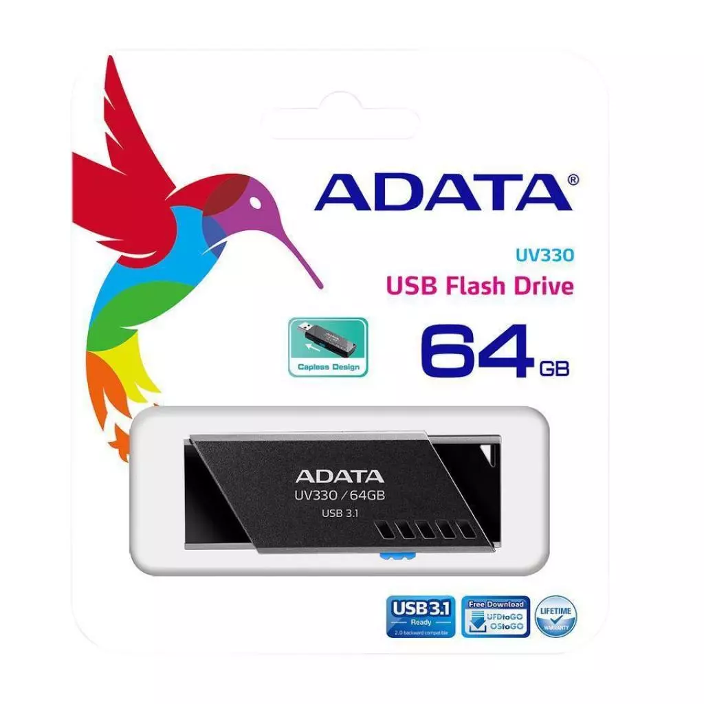 USB флеш накопитель ADATA 64GB UV330 Black USB 3.1 (AUV330-64G-RBK) - 3 USB флеш накопитель ADATA 64GB UV330 Black USB 3.1 (AUV330-64G-RBK) - 3