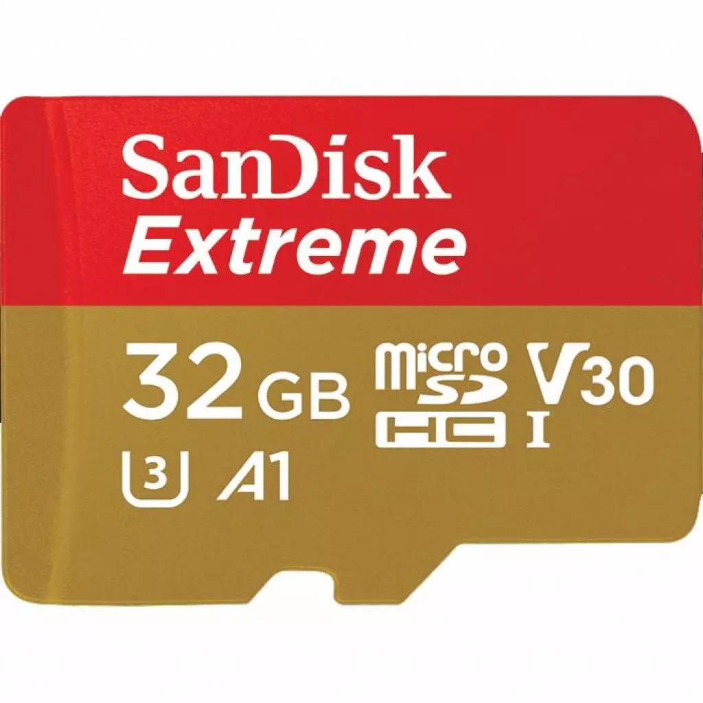 Карта памяти SanDisk 32GB microSD class 10 UHS-I U3 V30 A1 Extreme (SDSQXAF-032G-GN6AT) - 1 Карта памяти SanDisk 32GB microSD class 10 UHS-I U3 V30 A1 Extreme (SDSQXAF-032G-GN6AT) - 1
