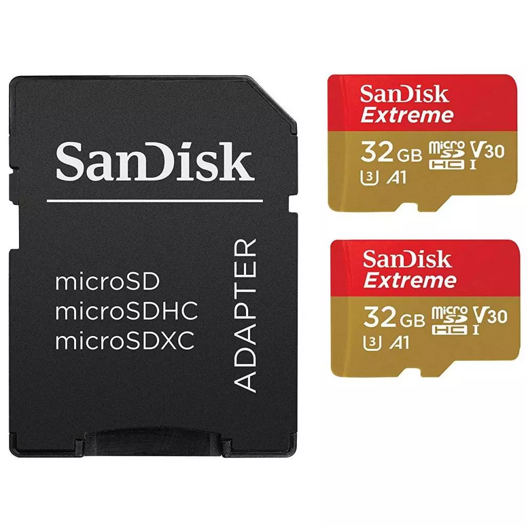 Карта памяти SanDisk 32GB microSD class 10 UHS-I U3 V30 A1 Extreme (SDSQXAF-032G-GN6AT) Карта памяти SanDisk 32GB microSD class 10 UHS-I U3 V30 A1 Extreme (SDSQXAF-032G-GN6AT)
