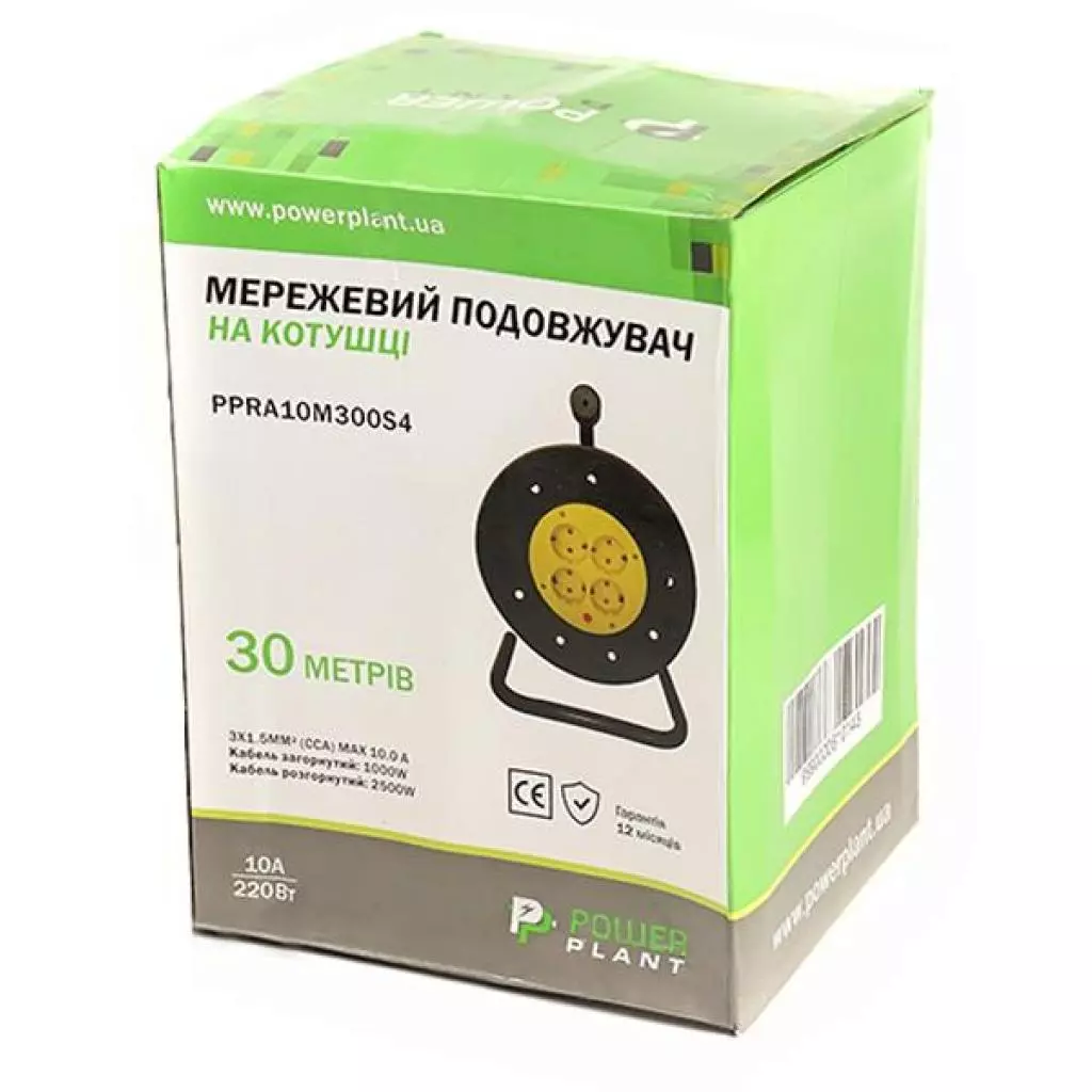 Сетевой удлинитель PowerPlant на катушке 30 м, 4 розетки (JY-2002/30) (PPRA10M300S4) - 3 Сетевой удлинитель PowerPlant на катушке 30 м, 4 розетки (JY-2002/30) (PPRA10M300S4) - 3
