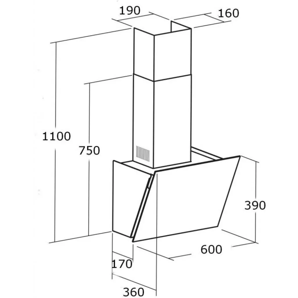Вытяжка кухонная Cata DIO 600 GBK - 1