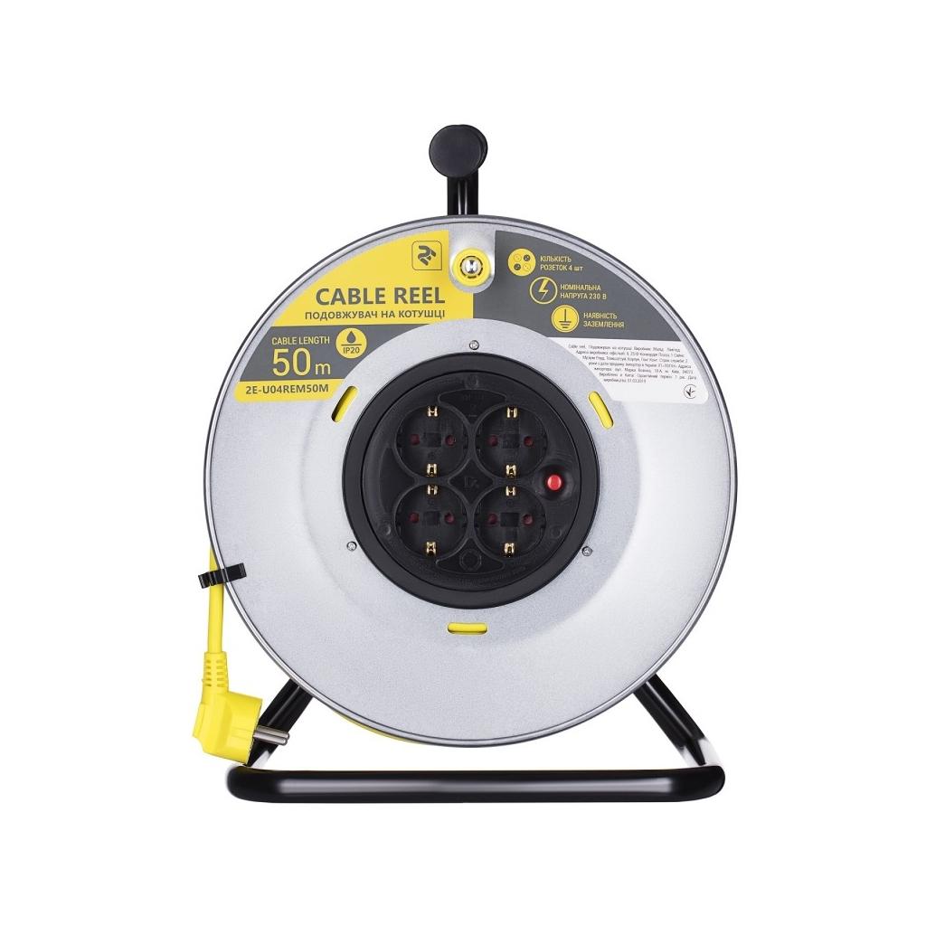 Сетевой удлинитель 2E катушка 4 роз., 50 м (2E-U04REM50M) - 1