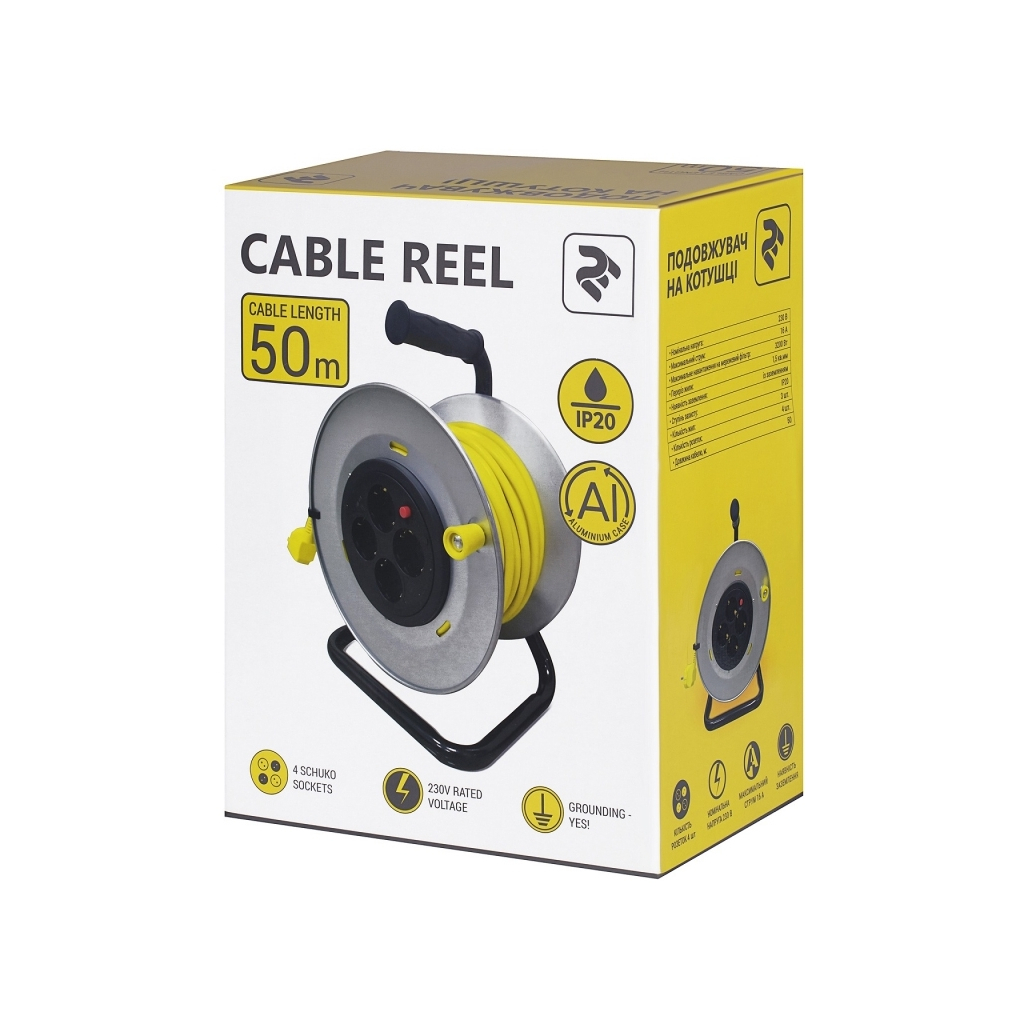 Сетевой удлинитель 2E катушка 4 роз., 50 м (2E-U04REM50M) - 5