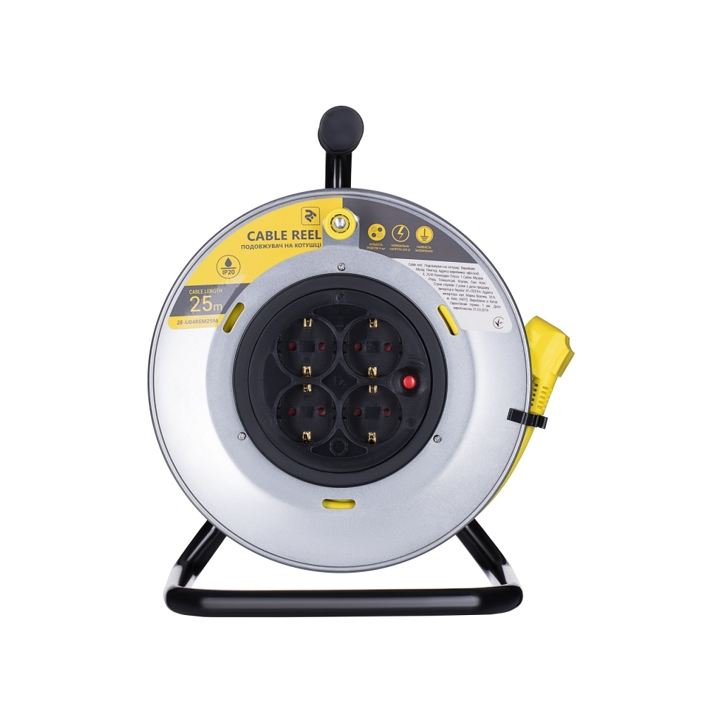 Сетевой удлинитель 2E катушка 4 роз., 25 м (2E-U04REM25M) - 1 Сетевой удлинитель 2E катушка 4 роз., 25 м (2E-U04REM25M) - 1
