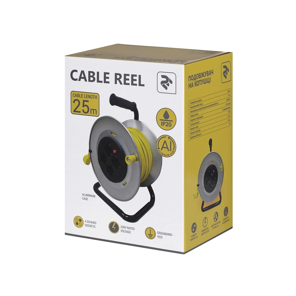 Сетевой удлинитель 2E катушка 4 роз., 25 м (2E-U04REM25M) - 5 Сетевой удлинитель 2E катушка 4 роз., 25 м (2E-U04REM25M) - 5