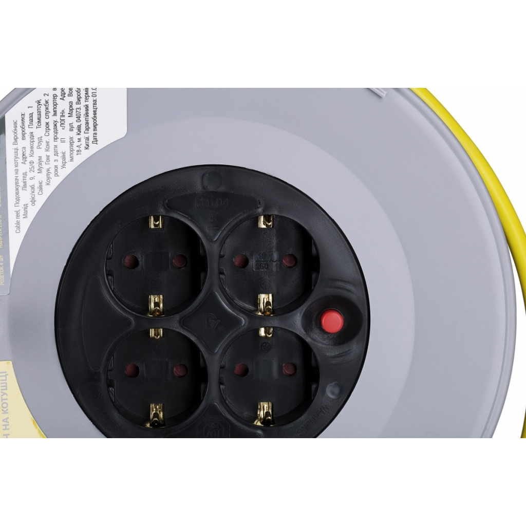 Сетевой удлинитель 2E катушка 4 роз., 3G, 20 м (2E-U04RE20M) - 2