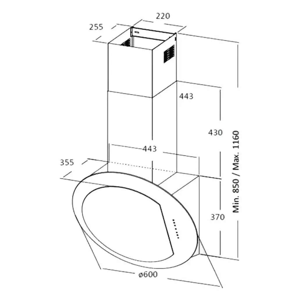 Вытяжка кухонная Cata PLANET 600 XGBK (PLANET600XGBK) - 4