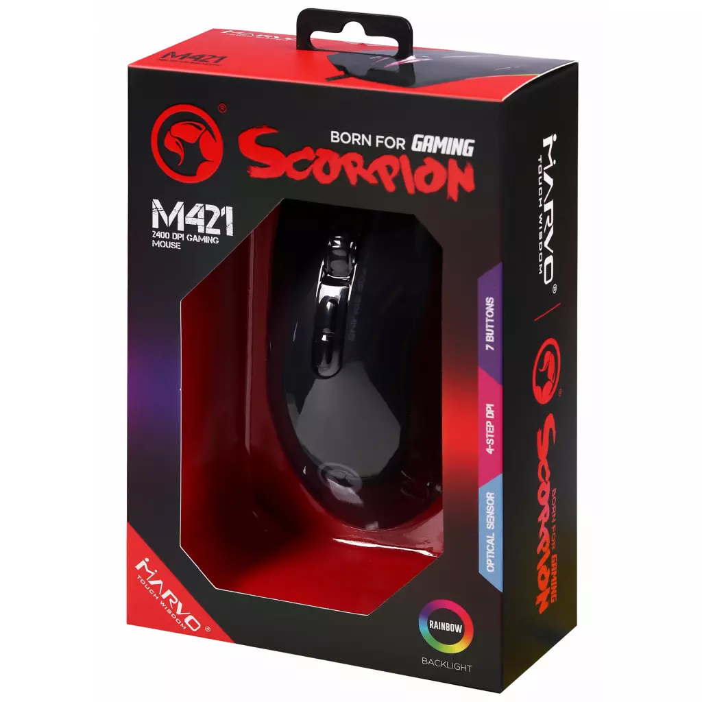 Мышка Marvo M421 Multi-LED USB Black (M421) - 8