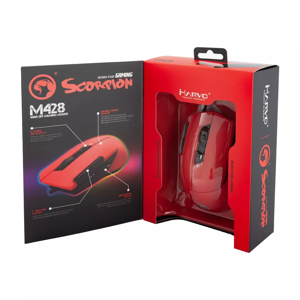 Мышка Marvo M428 RGB-LED USB Red (M428 Red) - 6 Мышка Marvo M428 RGB-LED USB Red (M428 Red) - 6