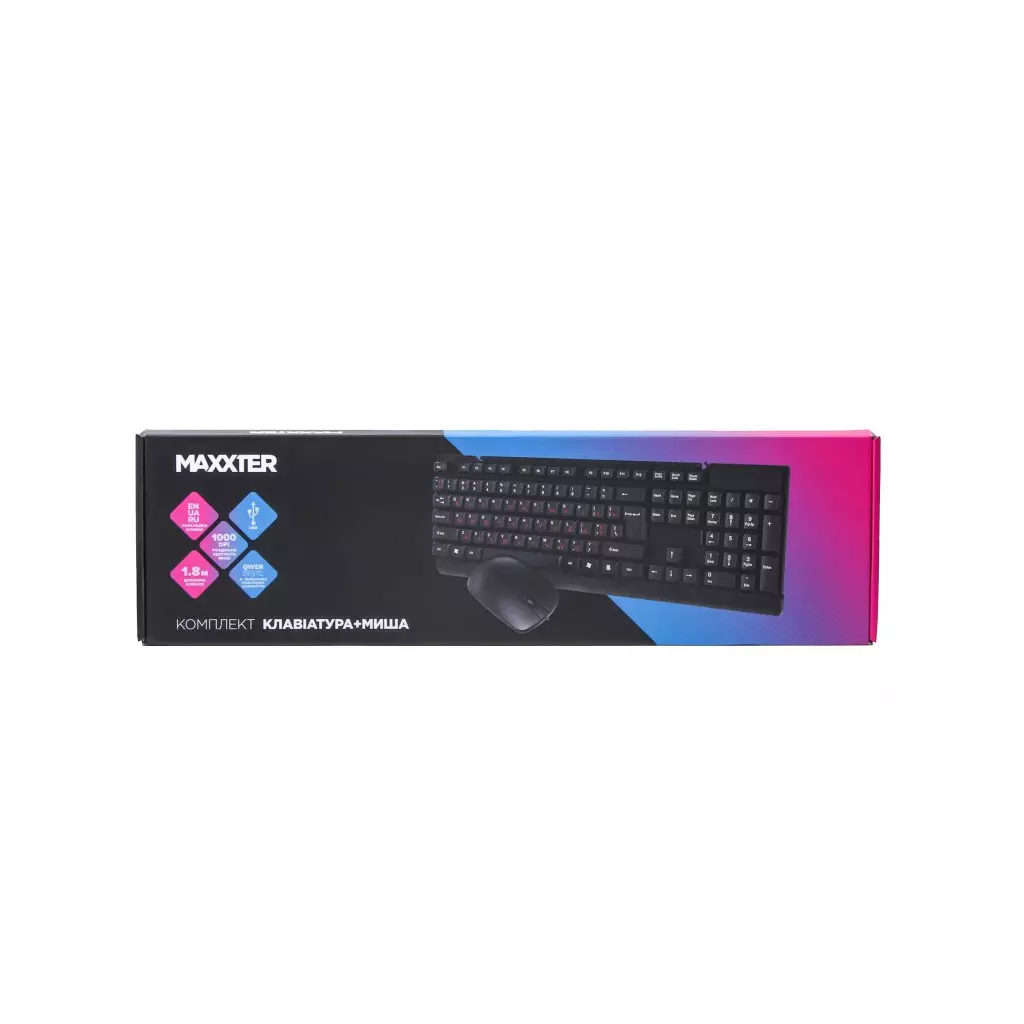 Комплект Maxxter KMS-CM-01-UA USB Black (KMS-CM-01-UA) - 4 Комплект Maxxter KMS-CM-01-UA USB Black (KMS-CM-01-UA) - 4