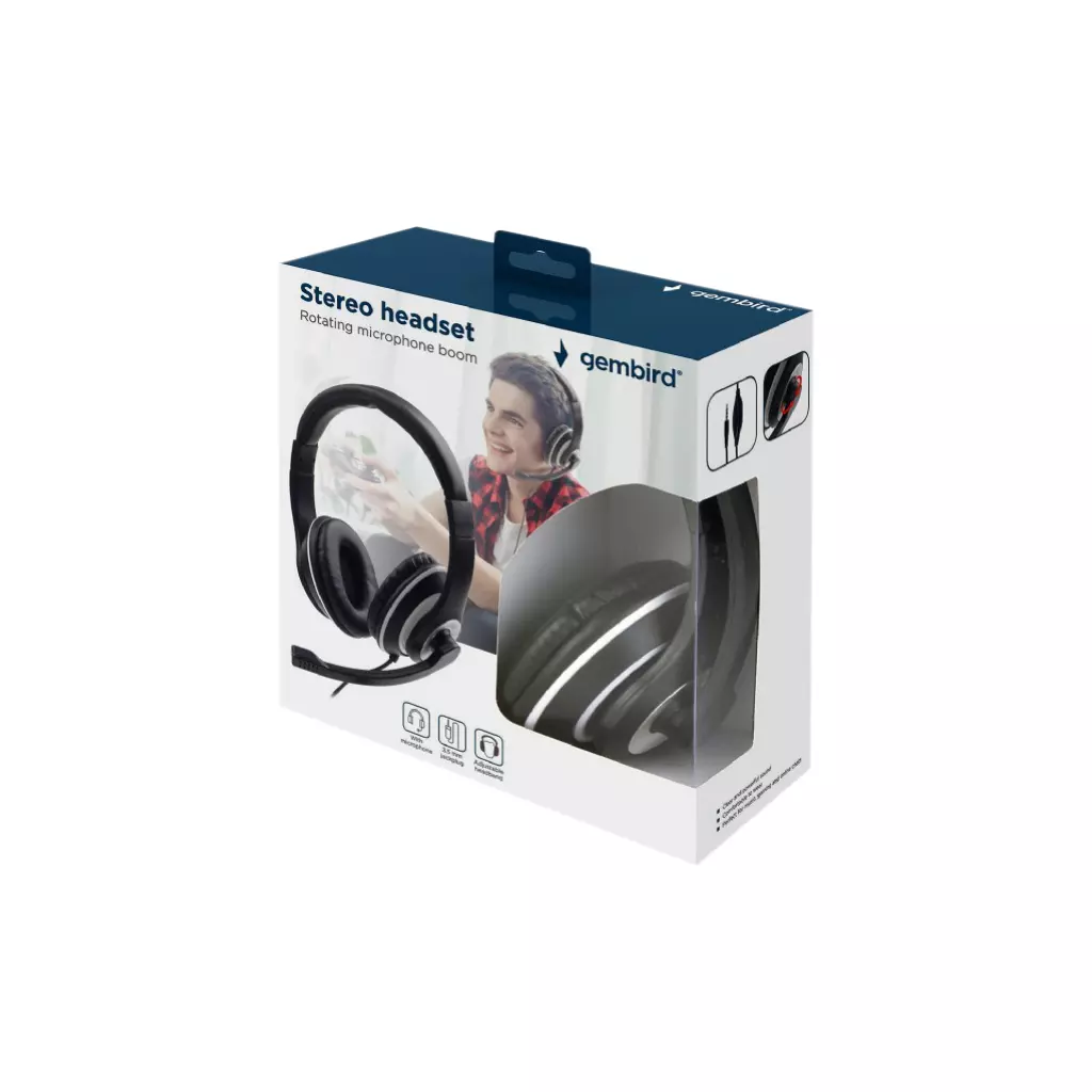 Наушники Gembird MHS-03 Black/White (MHS-03-BKWT) - 4