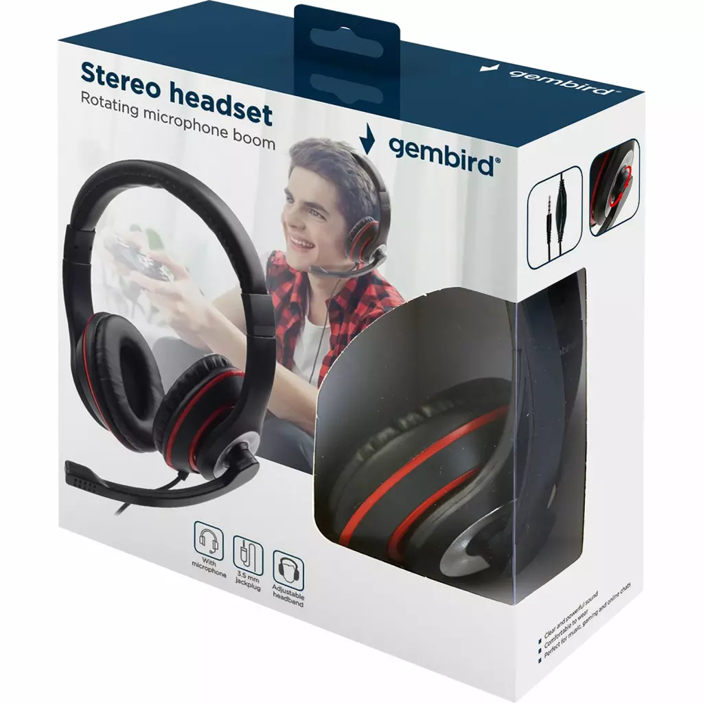 Наушники Gembird MHS-03-BKRD Black/Red (MHS-03-BKRD) - 4 Наушники Gembird MHS-03-BKRD Black/Red (MHS-03-BKRD) - 4