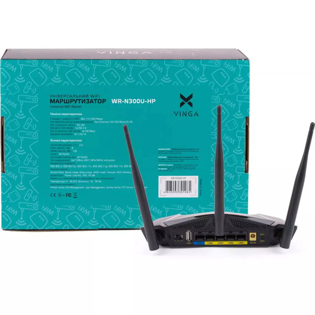 Маршрутизатор Vinga WR-N300U High Power (WR-N300U-HP) - 5