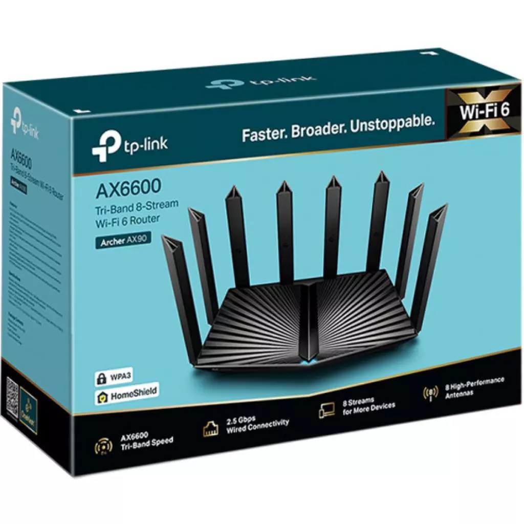 Маршрутизатор TP-Link ARCHER AX90 AX6600 3xGE LAN 1x2.5GE WAN 1xGE WAN USB 3.0 USB (ARCHER-AX90) - 3 Маршрутизатор TP-Link ARCHER AX90 AX6600 3xGE LAN 1x2.5GE WAN 1xGE WAN USB 3.0 USB (ARCHER-AX90) - 3