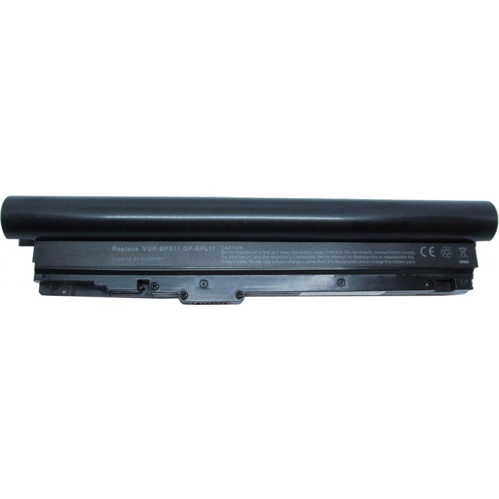 Аккумулятор для ноутбука Sony VGP-BPL11, 5200mAh, 6cell, 10.8V, Li-ion, черная AlSoft (A47243)