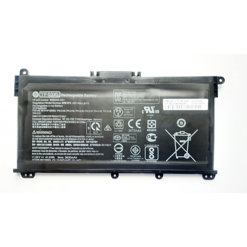 Аккумулятор для ноутбука HP Pavilion 15-cd TF03XL, 3630mAh (41.9Wh), 3cell, 11.55V, Li-P (A47660)