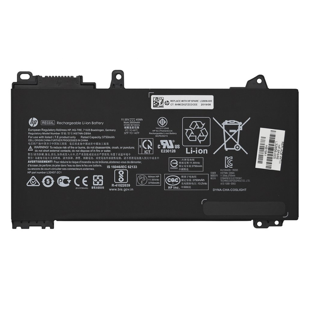 Аккумулятор для ноутбука HP ProBook 450 G6 RE03XL, 45Wh (3900mAh), 3cell, 11.55V, Li-ion (A47551) Аккумулятор для ноутбука HP ProBook 450 G6 RE03XL, 45Wh (3900mAh), 3cell, 11.55V, Li-ion (A47551)