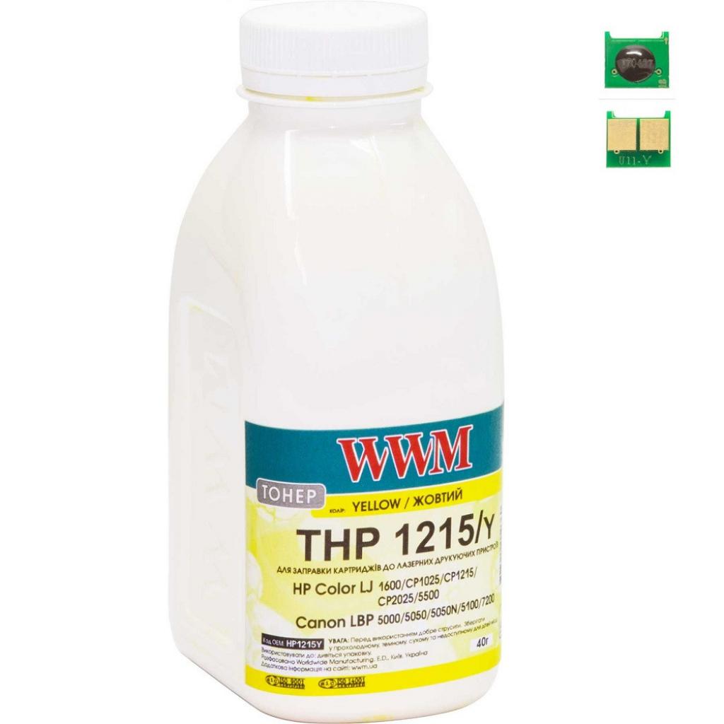 Тонер HP CLJ CP1215/CP1515/CM1312 40г Yellow +chip WWM (TC1215Y)