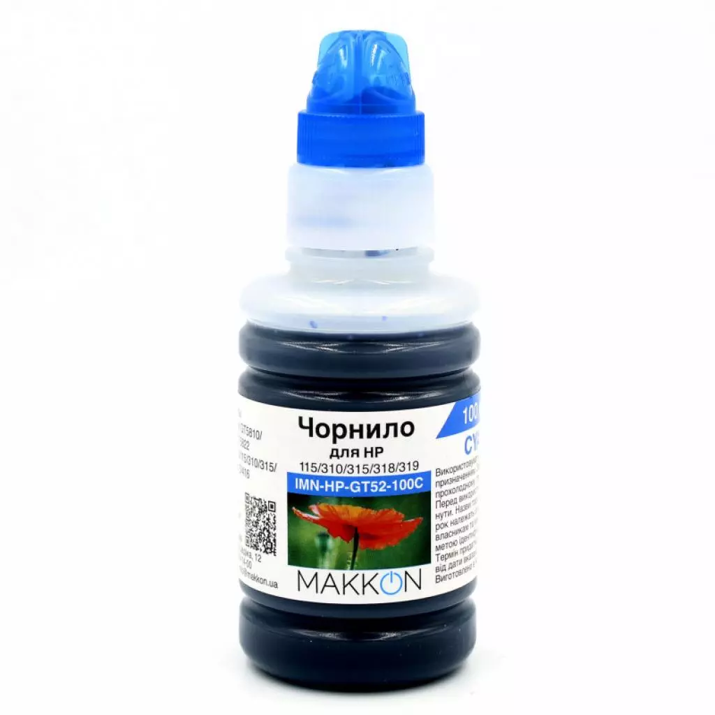 Чернила Makkon для HP Ink Tank 115/310/315/318/319 100 мл cyan (IMN-HP-GT52-100C) Чернила Makkon для HP Ink Tank 115/310/315/318/319 100 мл cyan (IMN-HP-GT52-100C)