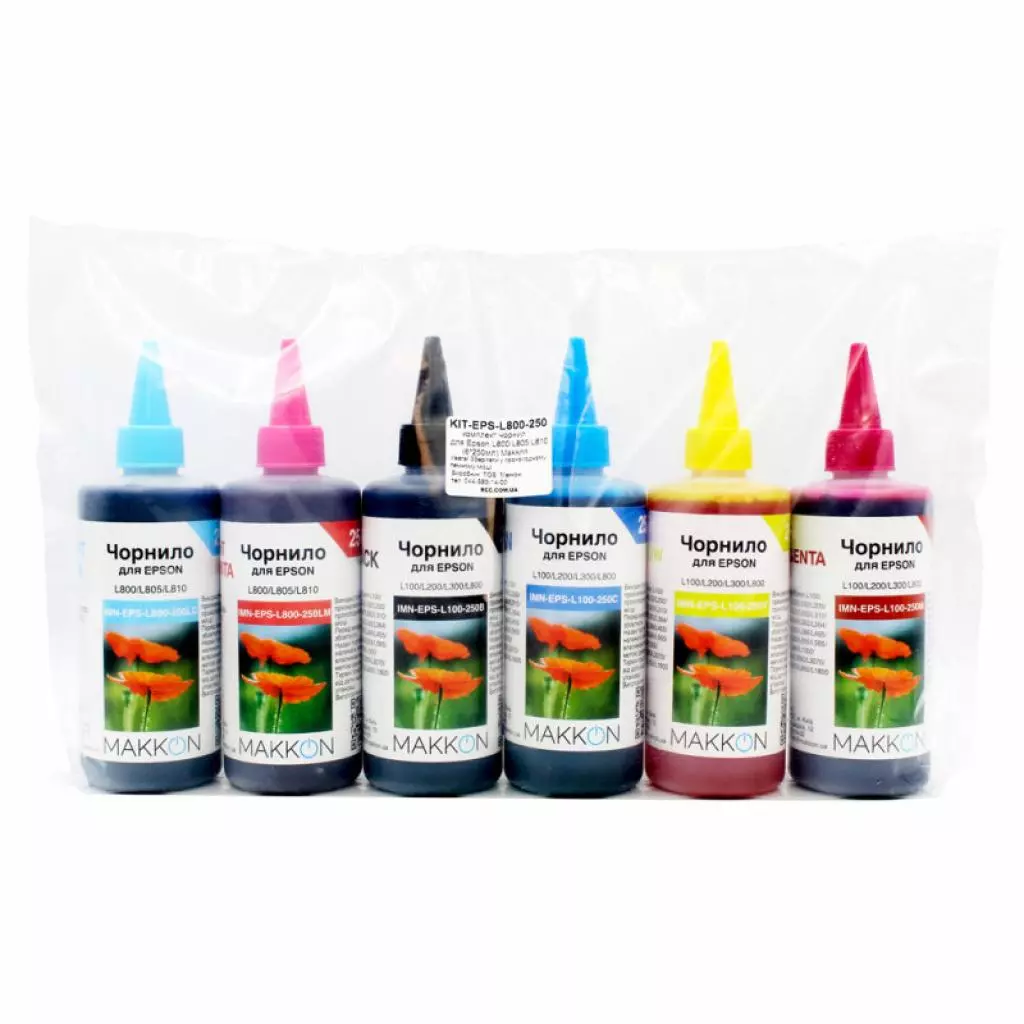 Чернила Makkon для Epson L800/L805/L810, 6*250мл (KIT-EPS-L800-250) - 1