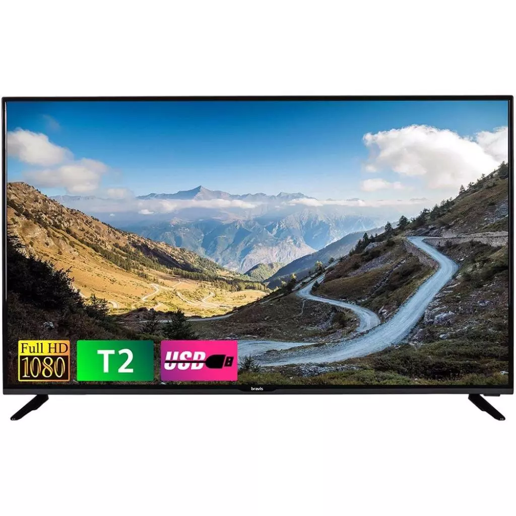 Телевизор Bravis LED-43G5000 + T2 black