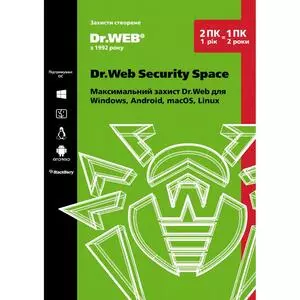 Антивирус Dr. Web Security Space 2 ПК/1 год (Версия 12.0). Картонный конверт (KHW-B-12M-2-A2)