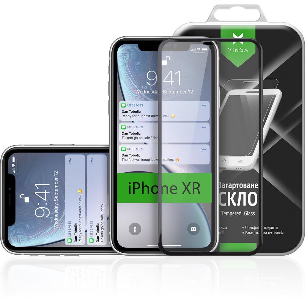 Стекло защитное Vinga для Apple iPhone XR/iPhone 11 Black (VTPGS-IXRB) - 2