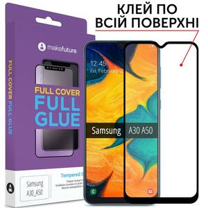 Стекло защитное MakeFuture для Samsung A30 (A305)/A50 (A505) Black Full Cover Full Glue (MGF-SA305/A505)