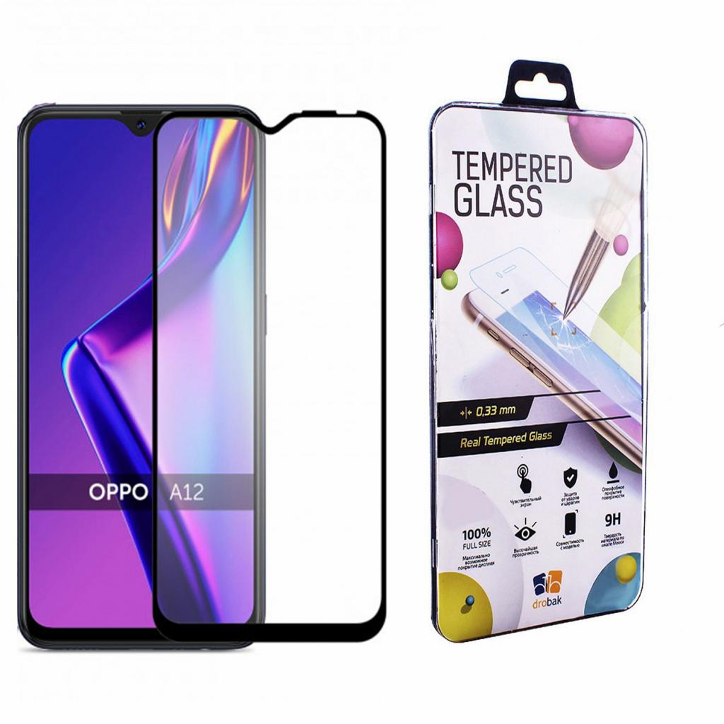 Стекло защитное Drobak OPPO A12 Full Cover Full Glue (Black) (121296) (121296)