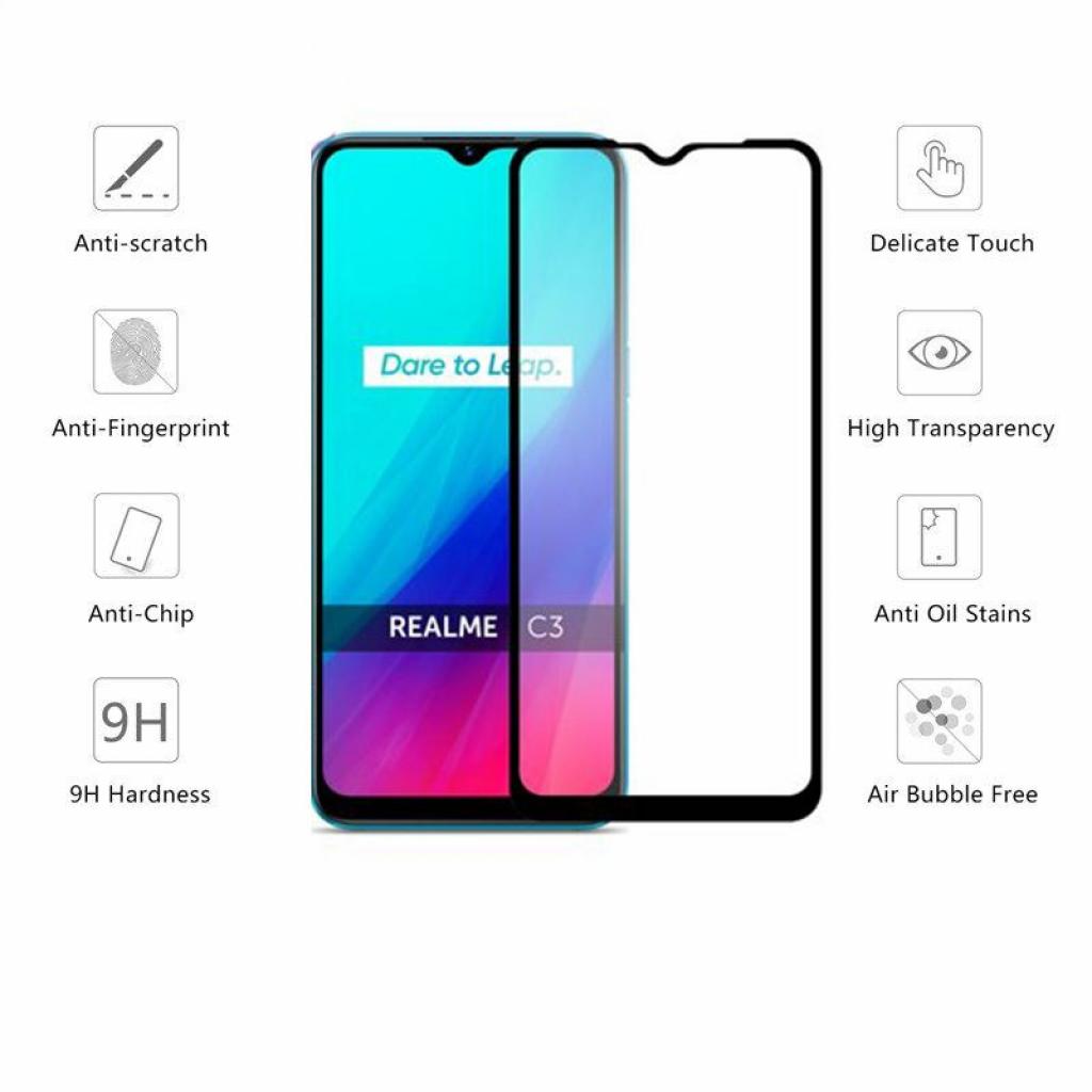 Стекло защитное Drobak Realme C3 Full Cover Full Glue (Black) (222224) (222224) - 1