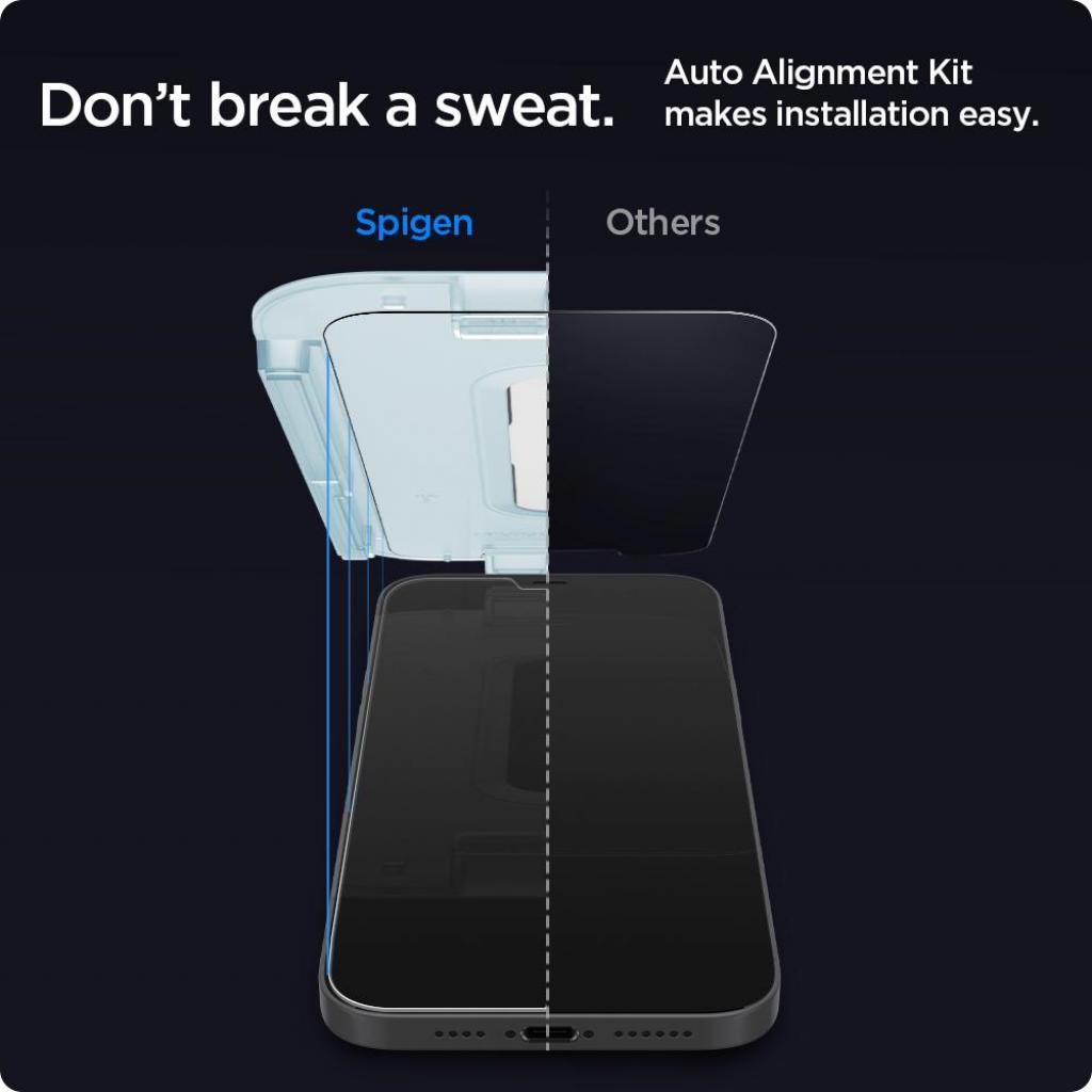 Стекло защитное Spigen iPhone 12 / 12 Pro Glas tR EZ Fit (Privacy) (2Pack) (AGL01803) - 1 Стекло защитное Spigen iPhone 12 / 12 Pro Glas tR EZ Fit (Privacy) (2Pack) (AGL01803) - 1