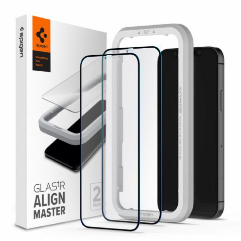 Стекло защитное Spigen iPhone 12 mini Glas tR ALM FC (2Pack), Black (AGL01812)