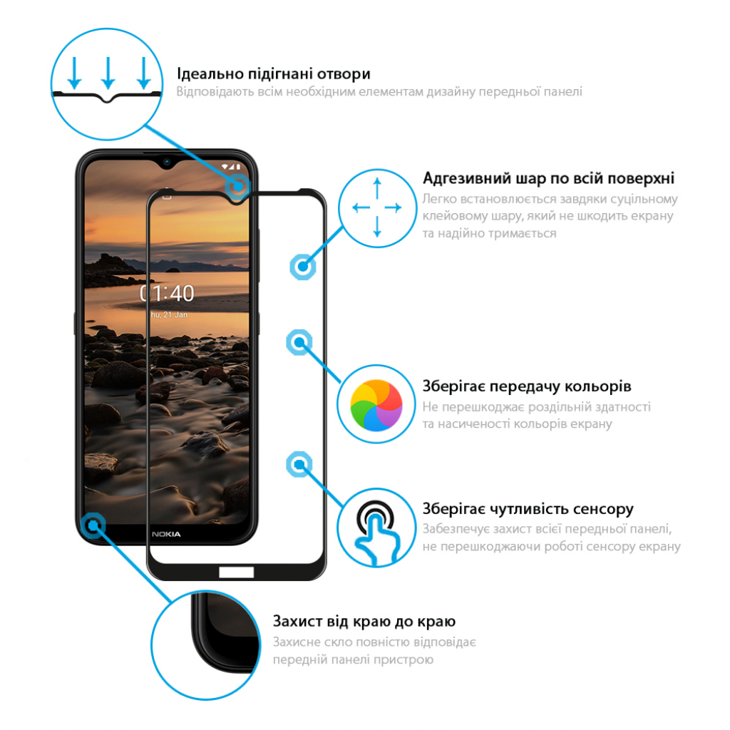 Стекло защитное Global Full Glue Nokia 1.4 (1283126511806) - 1 Стекло защитное Global Full Glue Nokia 1.4 (1283126511806) - 1