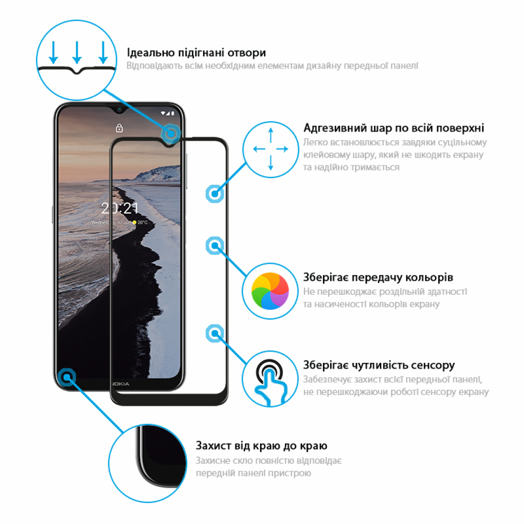 Стекло защитное Global Full Glue Nokia G10/G20 (1283126512360) - 1