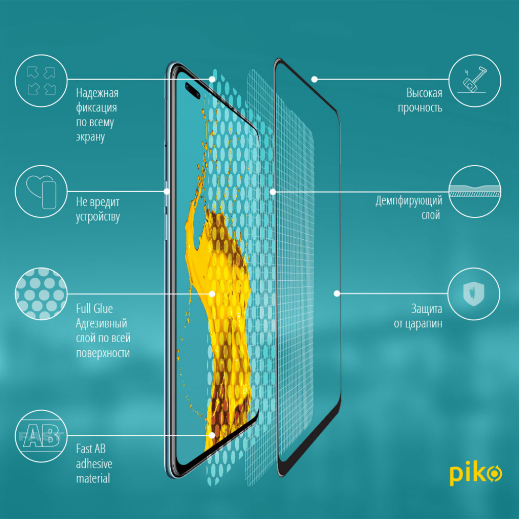 Стекло защитное Piko Full Glue Oppo Reno 4 Lite (1283126511189) - 2