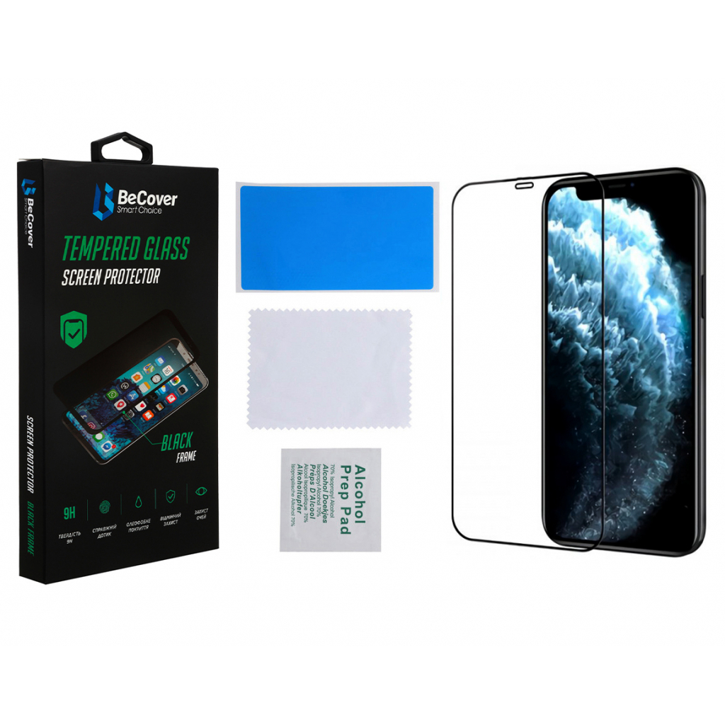 Стекло защитное BeCover Apple iPhone 13 / 13 Pro Black (706663) - 2